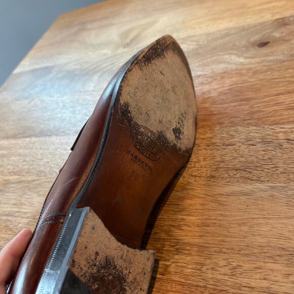 Silvano Sassetti Brown Leather Penny Loafers Mens 9.5M Italy Handcrafted Dress